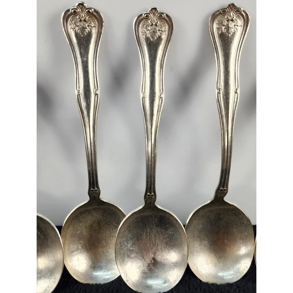 Vintage Set Of 6  Williams 1880 Silverplated Soup Spoons